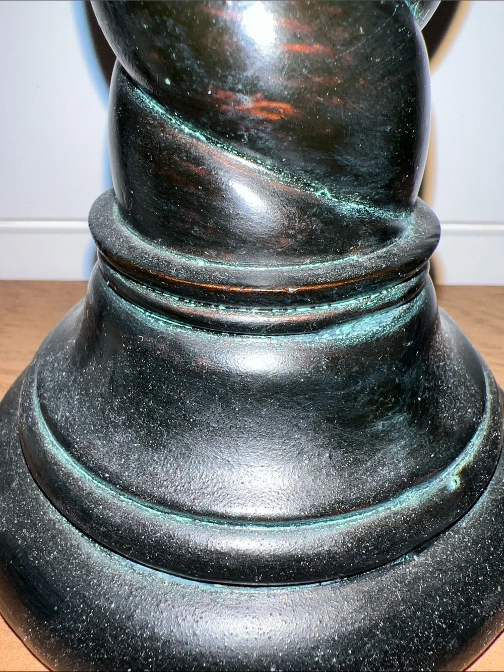 Vintage Classic Black Twisted Wood Candlestick Set with White Pillar Candles - Picture 12 of 15